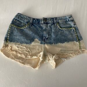 Stylish Blue and Cream Shorts by Free People size 27